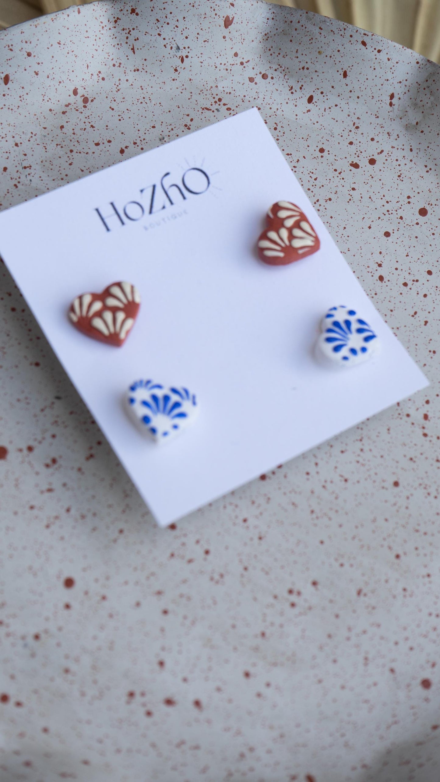 CORAZONES stud / corazones/ heart /talavera/ mexican inspired/ handmade