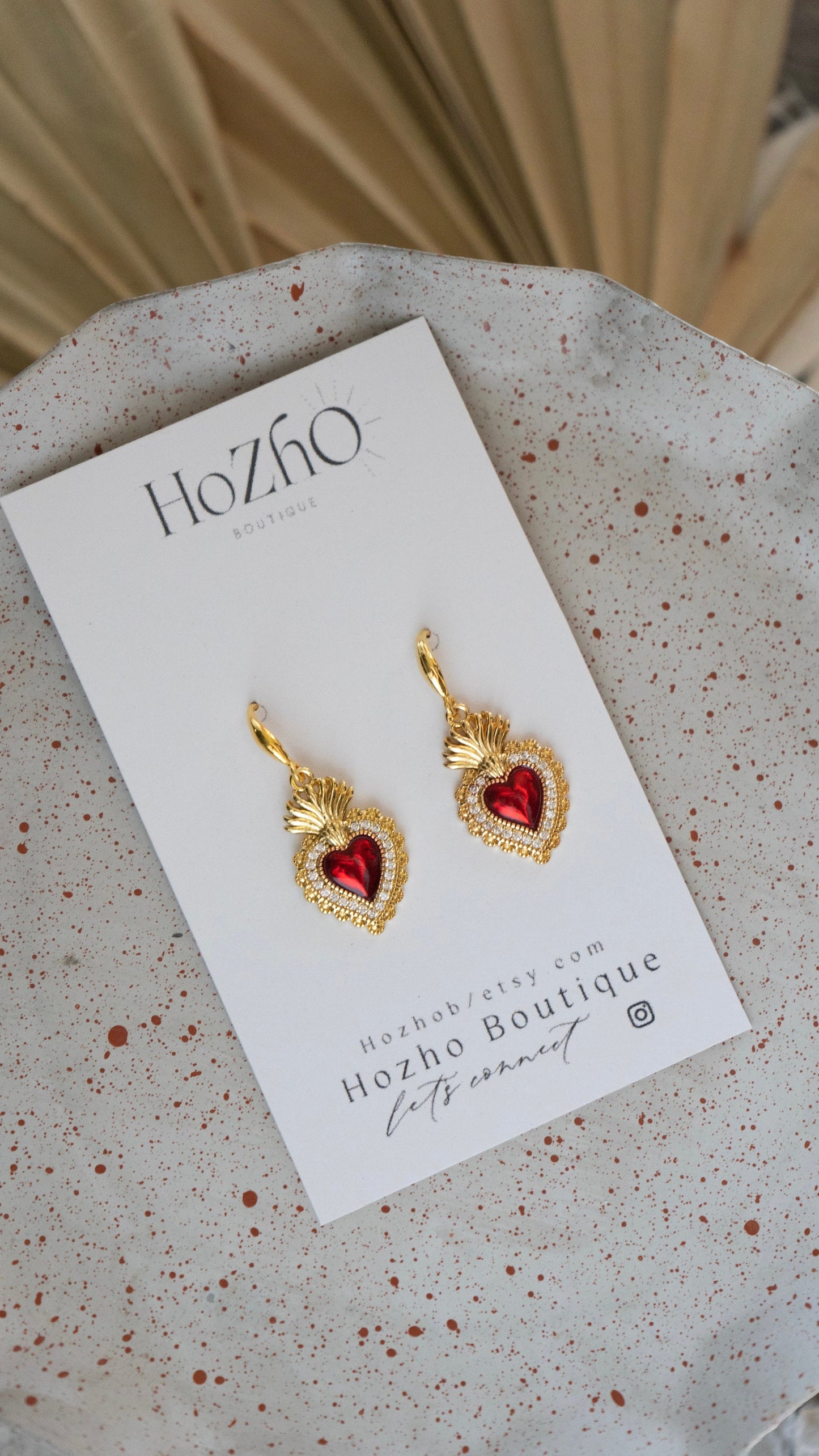 AMOR earrings | summer | sacred heart | corazon sagrado | bridal | Mexican