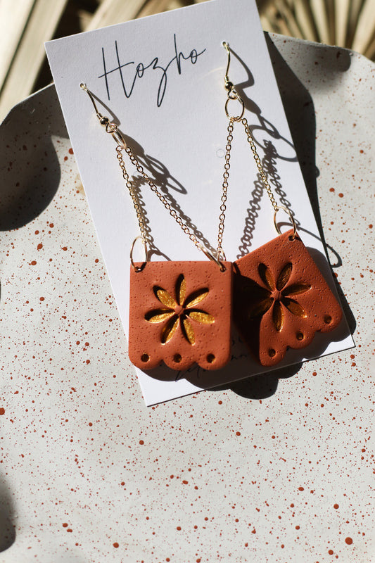 PAPEL PICADO earrings / papel picado/ dia de muertos/ Mexican earrings/ barro/Talavera
