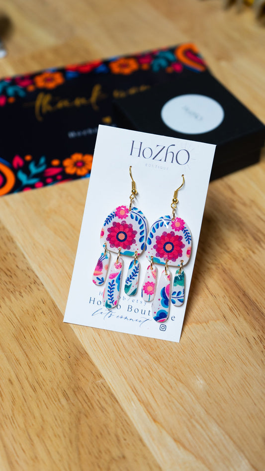 TLALLI  earrings | clay earrings | colorful earrings | retro | handmade | huichol inspired | mexico | talavera | summer