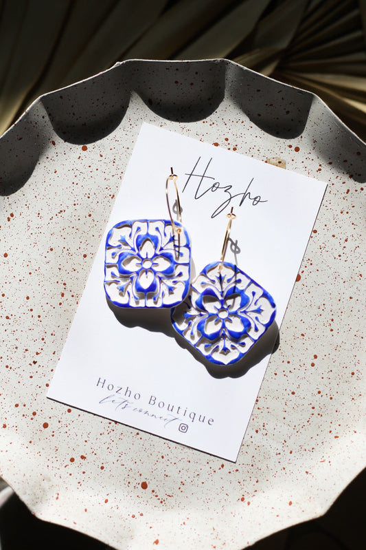 MARROCO earrings| clay earrings | blue | santorini collection | summer
