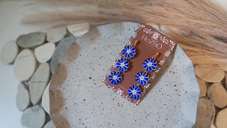 AZUL earrings | talavera | flores | flowers | mexican inspired | summer | for her | azul