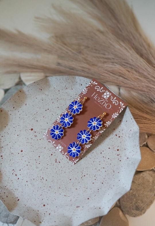 AZUL earrings | talavera | flores | flowers | mexican inspired | summer | for her | azul