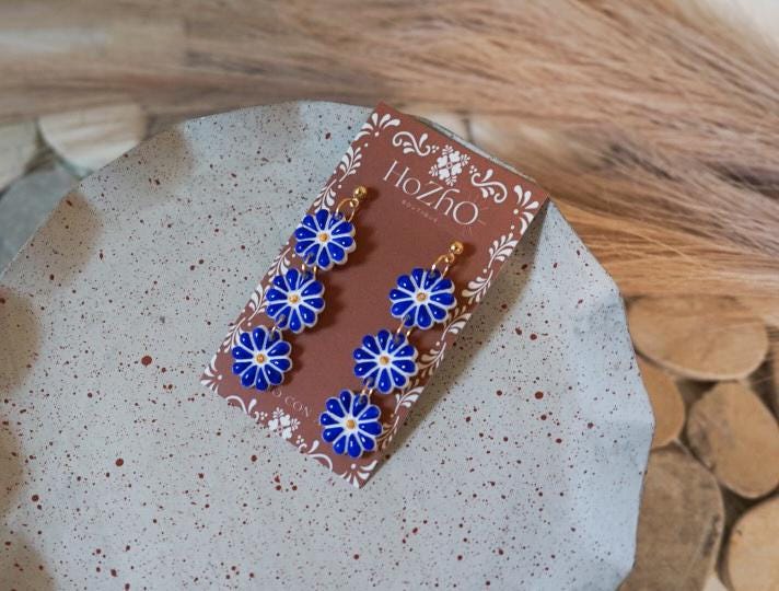AZUL earrings | talavera | flores | flowers | mexican inspired | summer | for her | azul