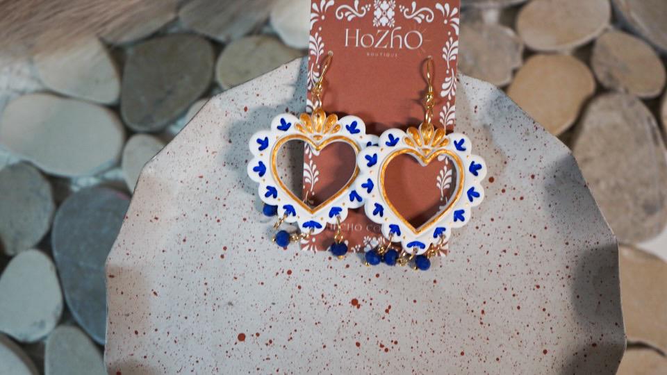 QUERETARO earrings | clay earrings | talavera | summer| handmade | mexican | azul | bridal |