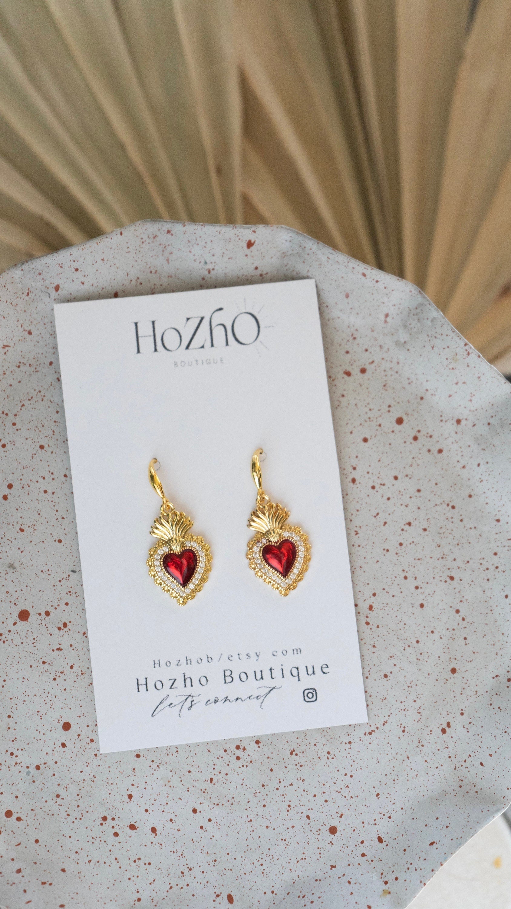 AMOR earrings | summer | sacred heart | corazon sagrado | bridal | Mexican