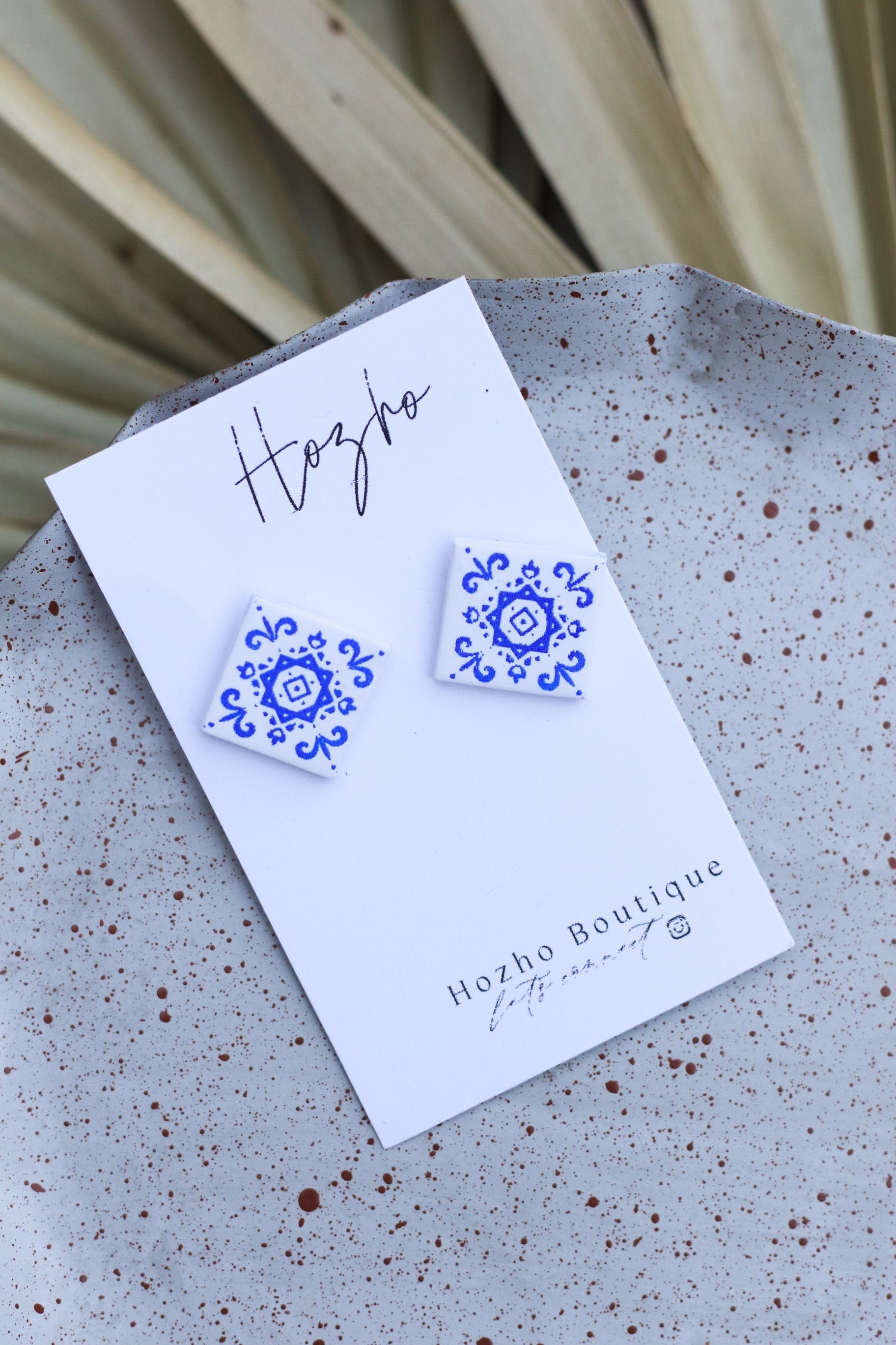 AZULEJOS stud  earrings | clay earrings | talavera | handmade | bohemian | mexican