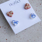 CORAZONES stud / corazones/ heart /talavera/ mexican inspired/ handmade