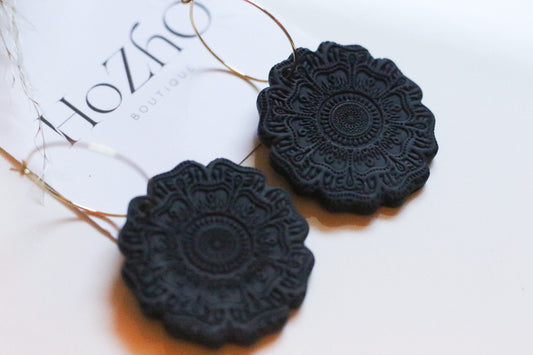 Black Mandalas earrings | clay earrings | bohemian |