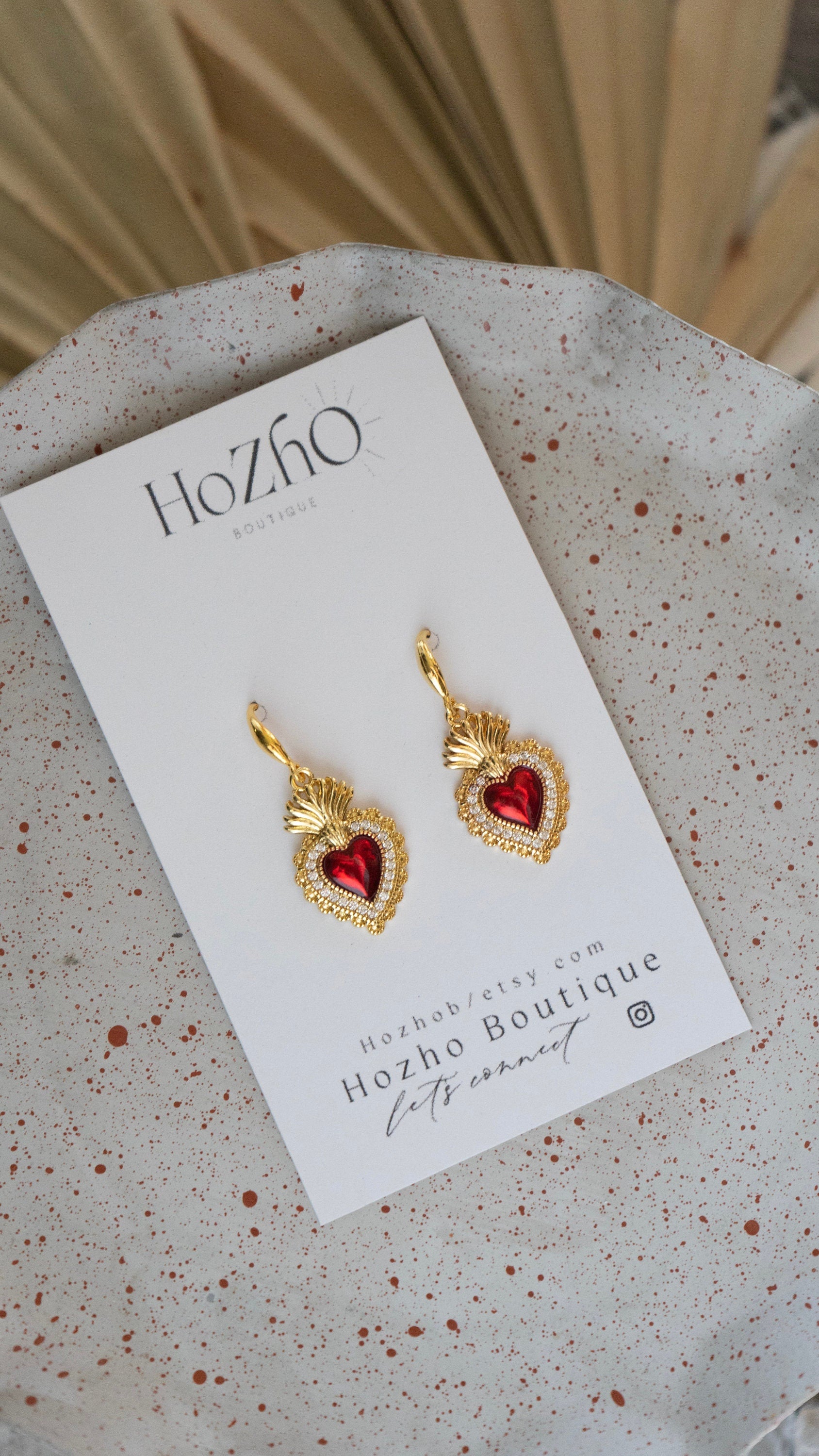 AMOR earrings | summer | sacred heart | corazon sagrado | bridal | Mexican